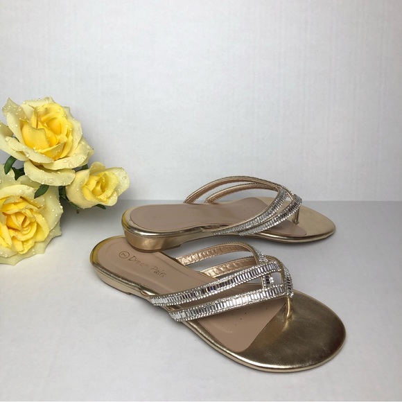 ⭐️NEW⭐️Dream Pairs Women Fashion Rhinestone Design Slides Sandals - Picture 2 of 7